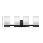 Nouvelle Four Light Bath Bar in Espresso with 4" Square White Muslin Shade