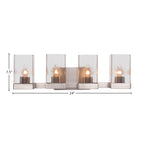 Nouvelle Four Light Bath Bar in Graphite with 4" Square Clear Bubble Shade