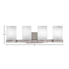 Nouvelle Four Light Bath Bar in Graphite with 4" Square White Muslin Shade