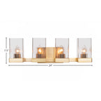 Nouvelle Four Light Bath Bar in New Age Brass with 4" Square Clear Bubble Shade