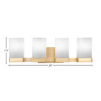 Nouvelle Four Light Bath Bar in New Age Brass with 4" Square White Muslin Shade