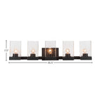 Nouvelle Five Light Bath Bar in Espresso with 4" Square Clear Bubble Shade
