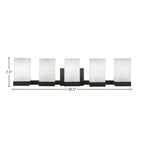 Nouvelle Five Light Bath Bar in Espresso with 4" Square White Muslin Shade
