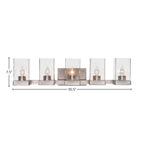 Nouvelle Five Light Bath Bar in Graphite with 4" Square Clear Bubble Shade