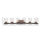 Nouvelle Six Light Bath Bar in Espresso with 4" Square Clear Bubble Shade