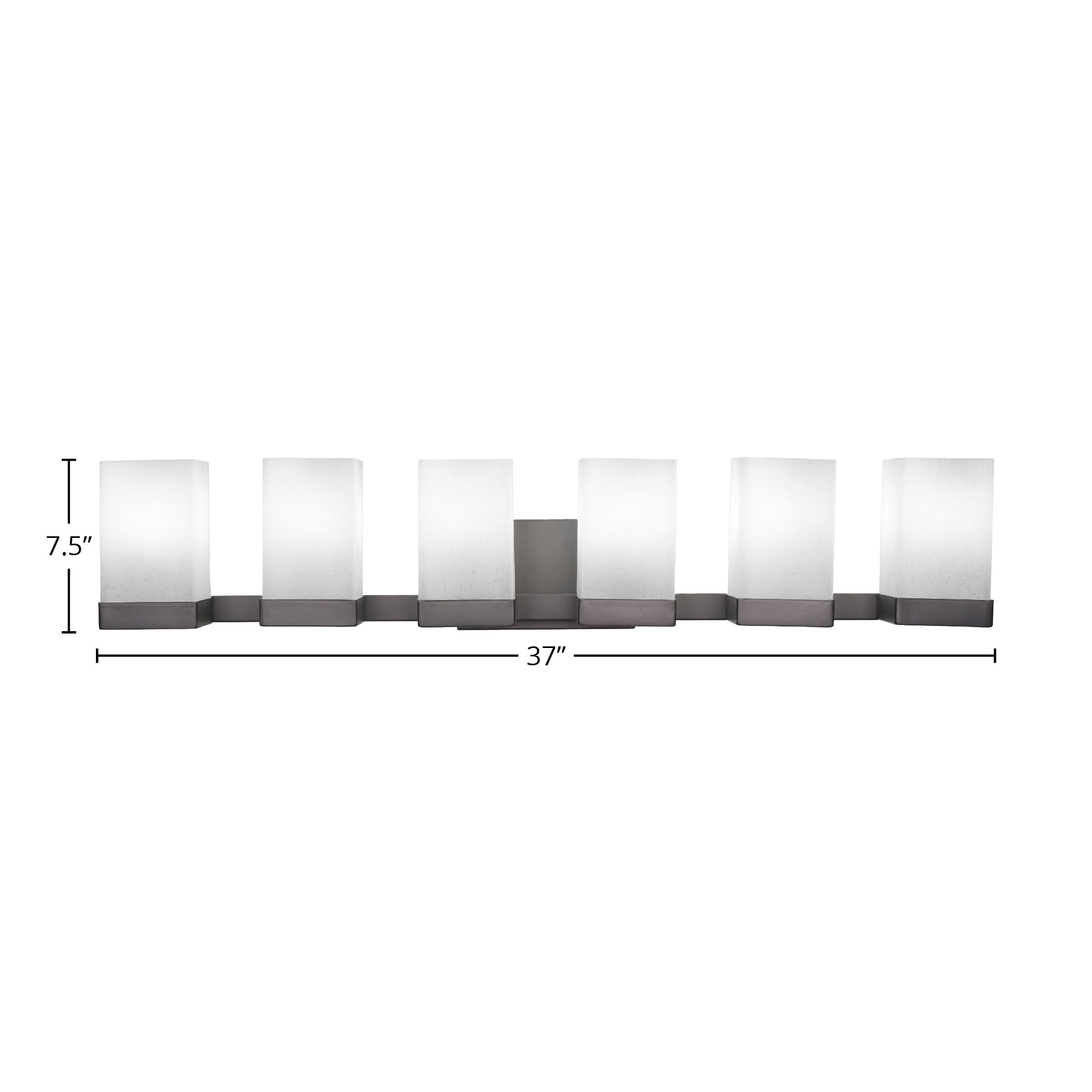 Nouvelle Six Light Bath Bar in Espresso with 4" Square White Muslin Shade