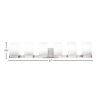 Nouvelle Six Light Bath Bar in Graphite with 4" Square White Muslin Shade
