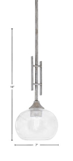 Uptowne One Light Mini Pendant in Aged Silver with 7" Clear Bubble Shade