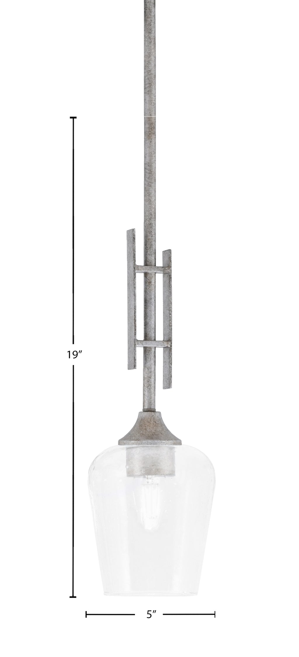 Uptowne One Light Mini Pendant in Aged Silver with 5" Clear Bubble Shade