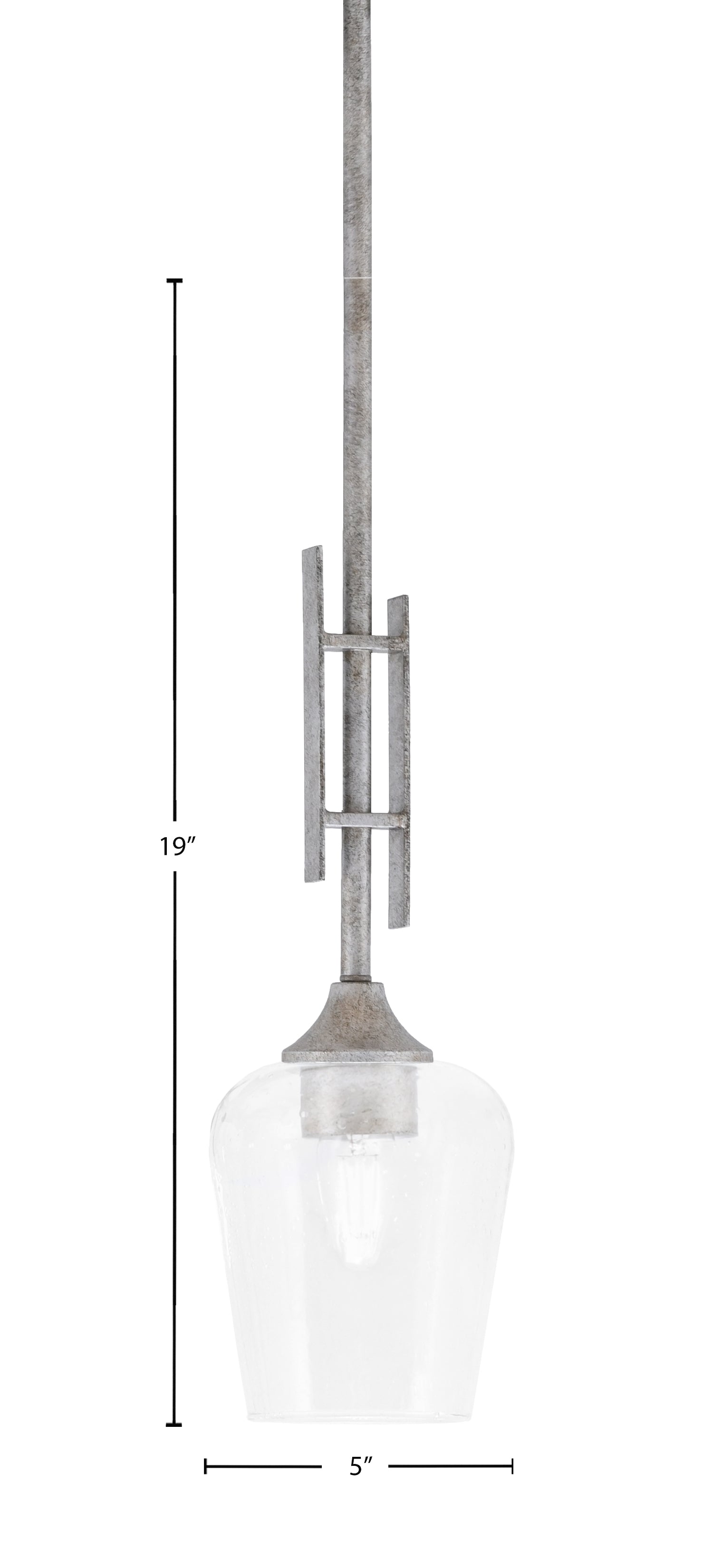 Uptowne One Light Mini Pendant in Aged Silver with 5" Clear Bubble Shade