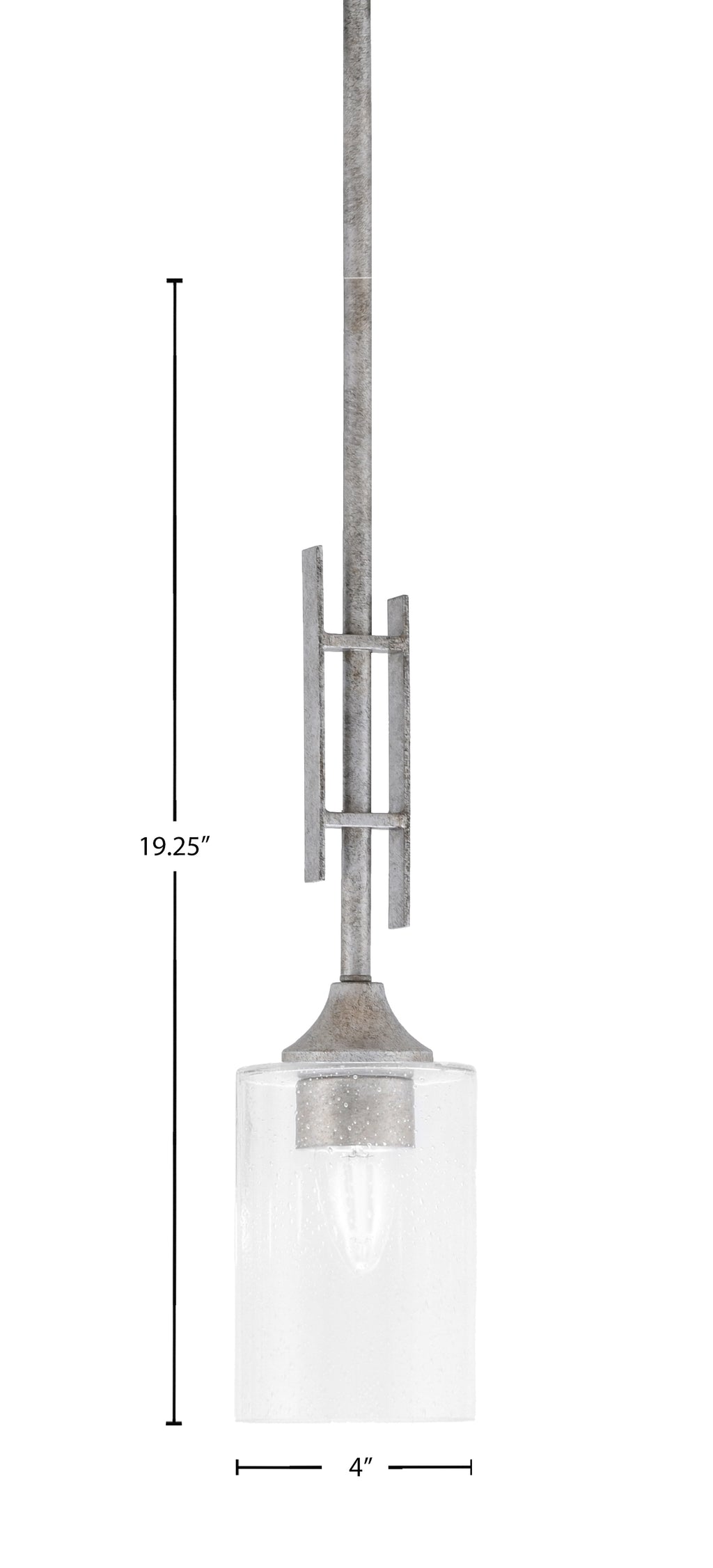 Uptowne One Light Mini Pendant in Aged Silver with 4" Clear Bubble Shade
