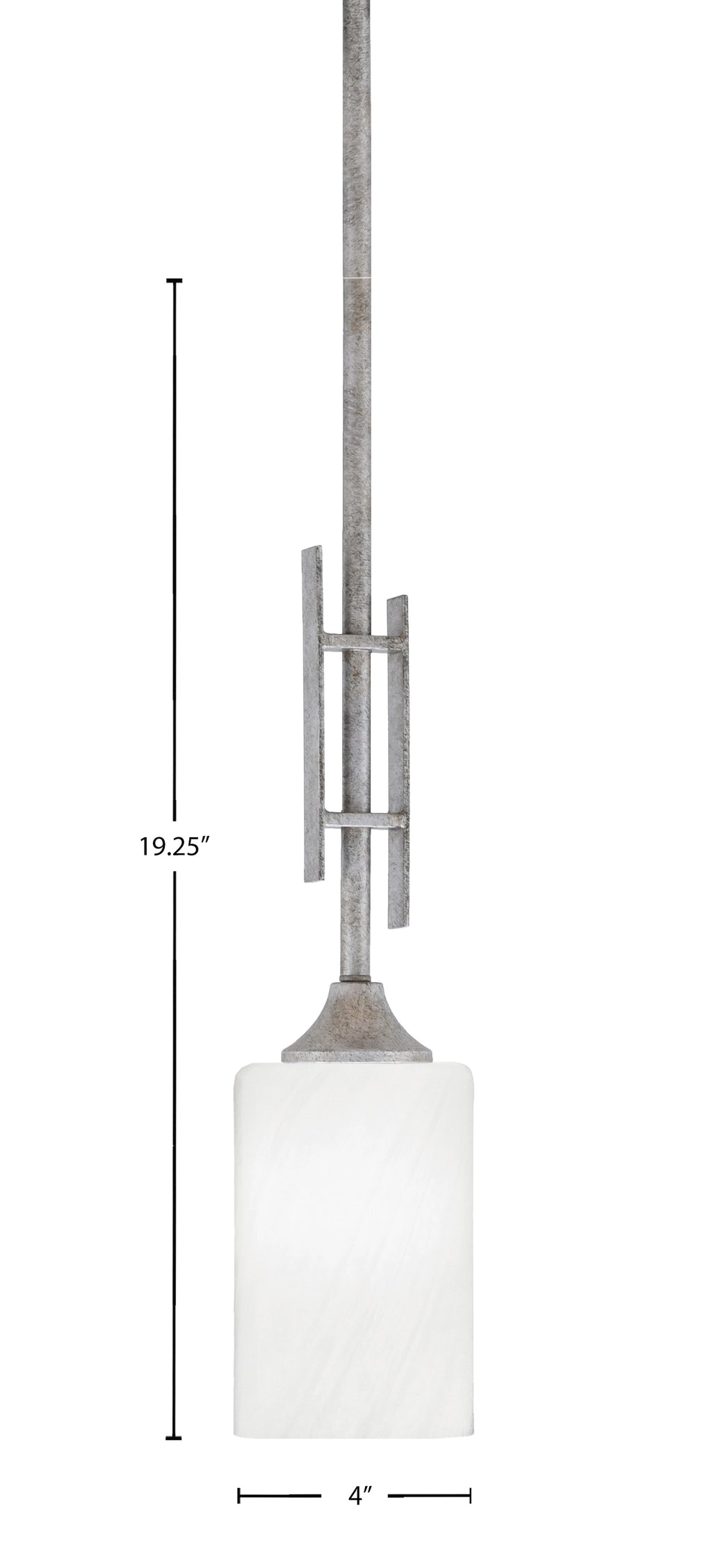 Uptowne One Light Mini Pendant in Aged Silver with 4" White Marble Shade