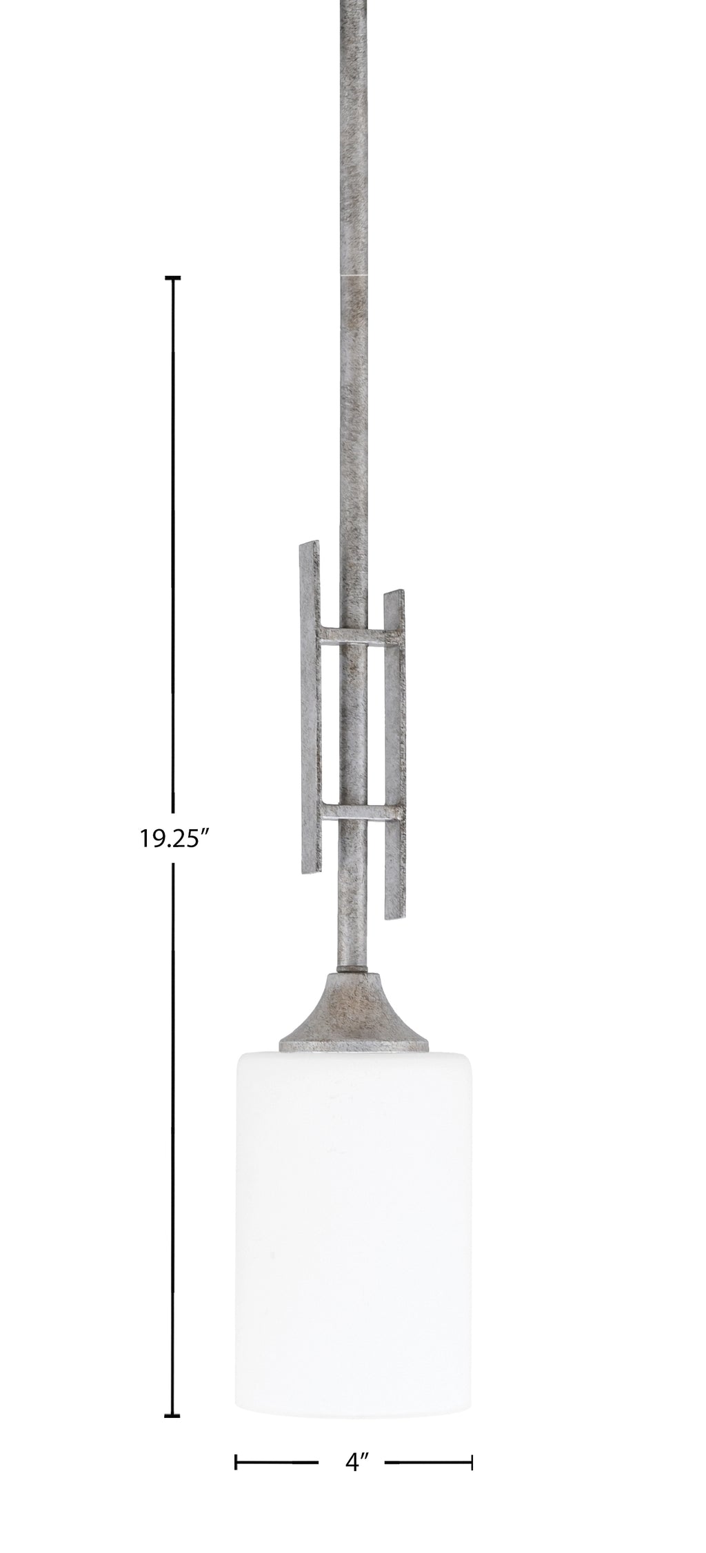 Uptowne One Light Mini Pendant in Aged Silver with 4" White Muslin Shade