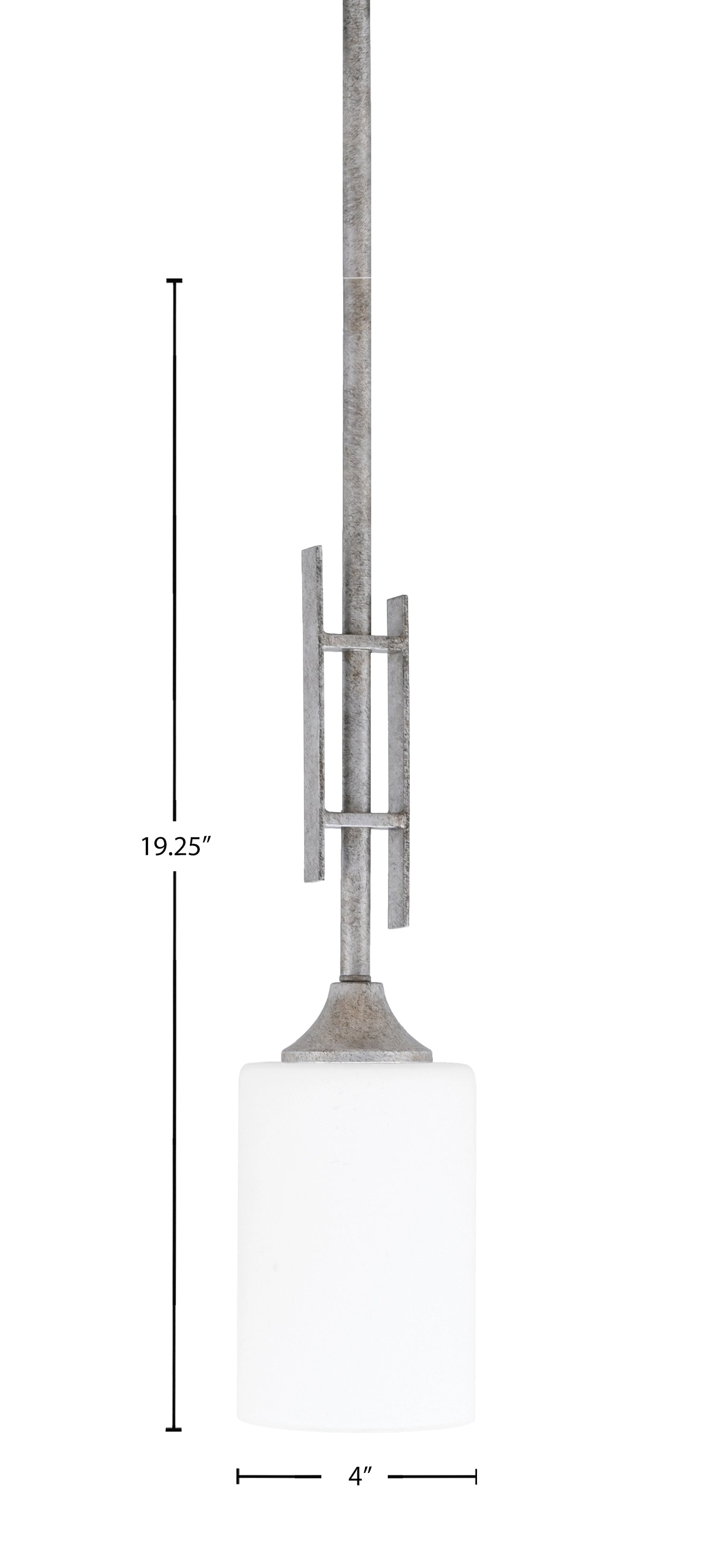 Uptowne One Light Mini Pendant in Aged Silver with 4" White Muslin Shade