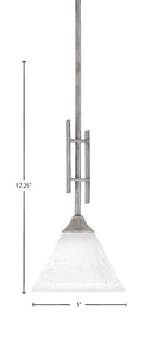 Uptowne One Light Mini Pendant in Aged Silver with 7" White Muslin Shade