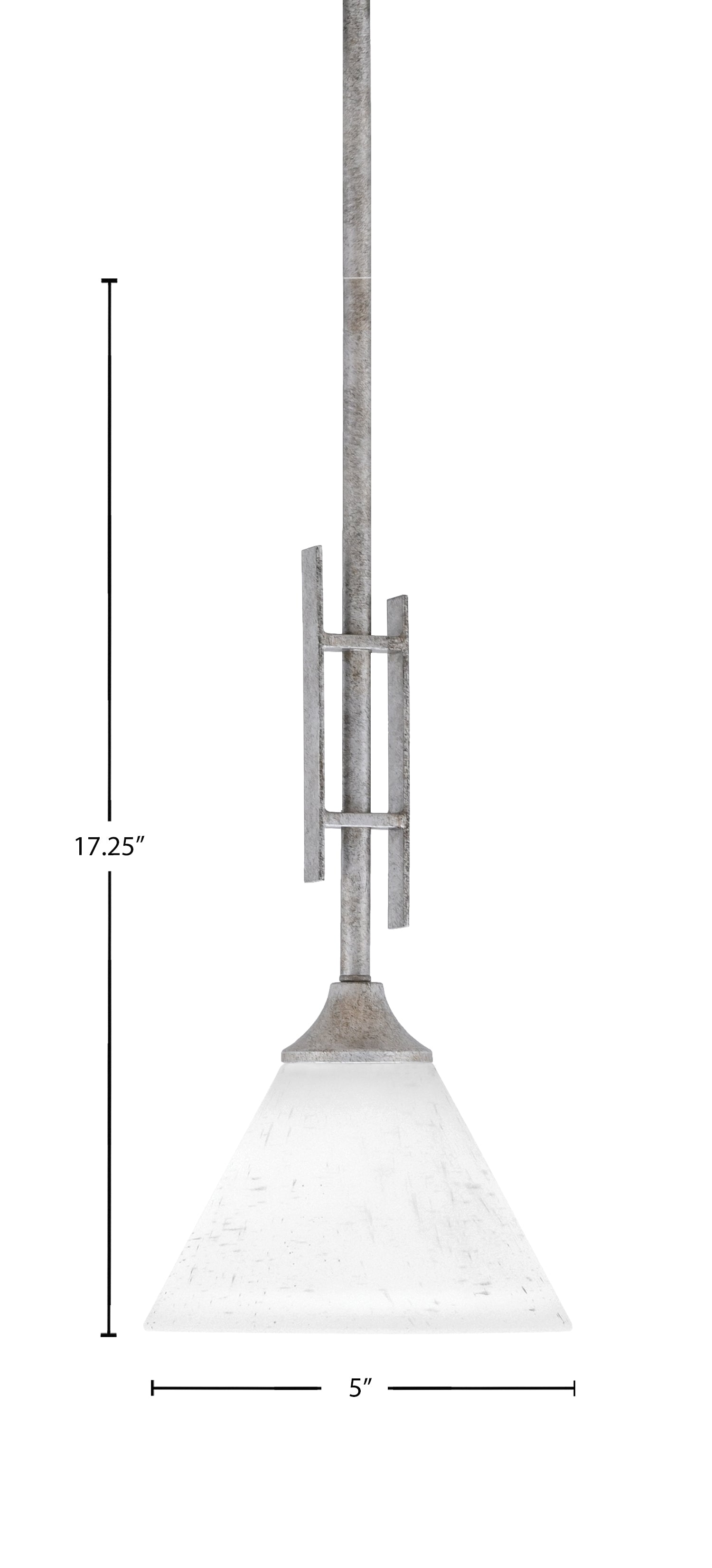Uptowne One Light Mini Pendant in Aged Silver with 7" White Muslin Shade