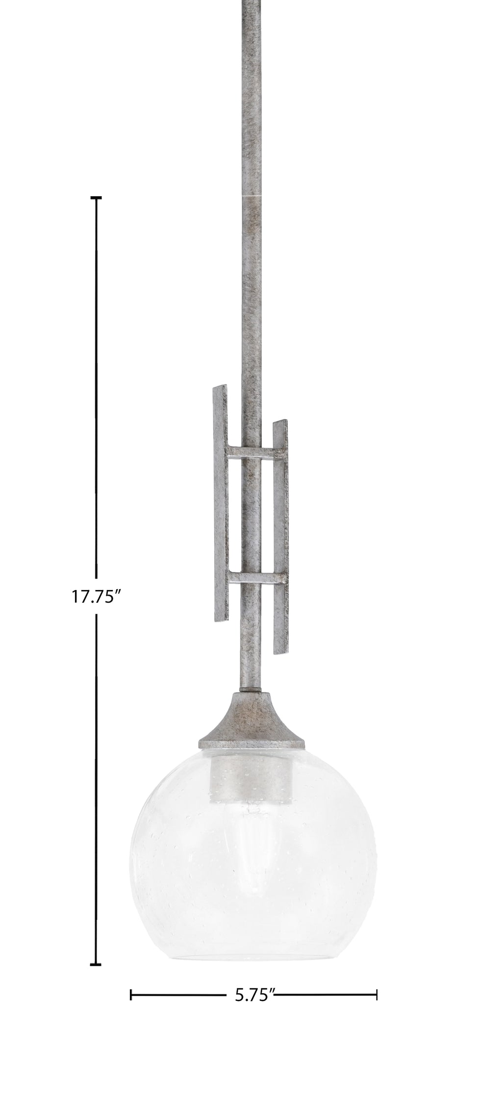 Uptowne One Light Mini Pendant in Aged Silver with 5.75" Clear Bubble Shade