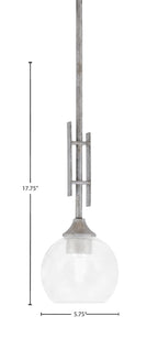 Uptowne One Light Mini Pendant in Aged Silver with 5.75" Clear Bubble Shade