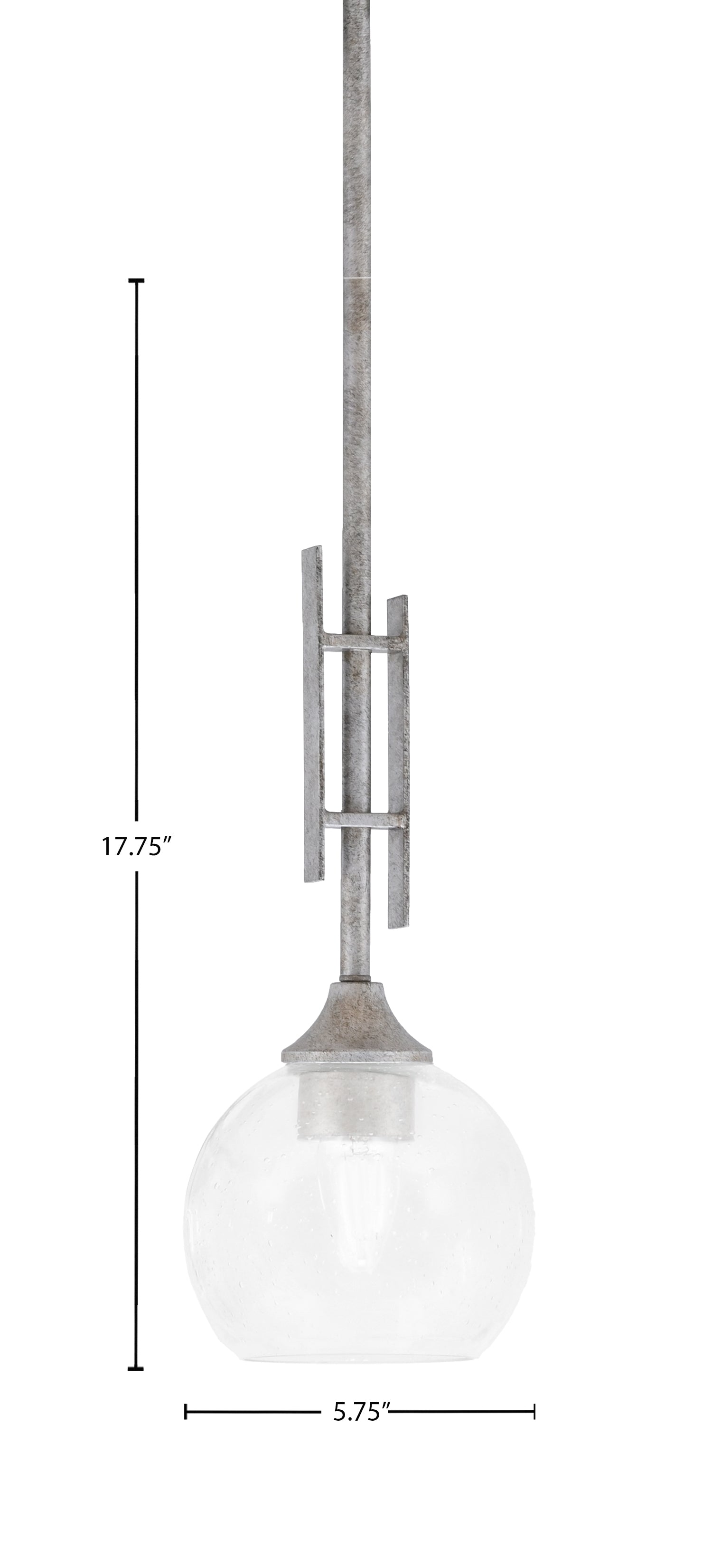 Uptowne One Light Mini Pendant in Aged Silver with 5.75" Clear Bubble Shade