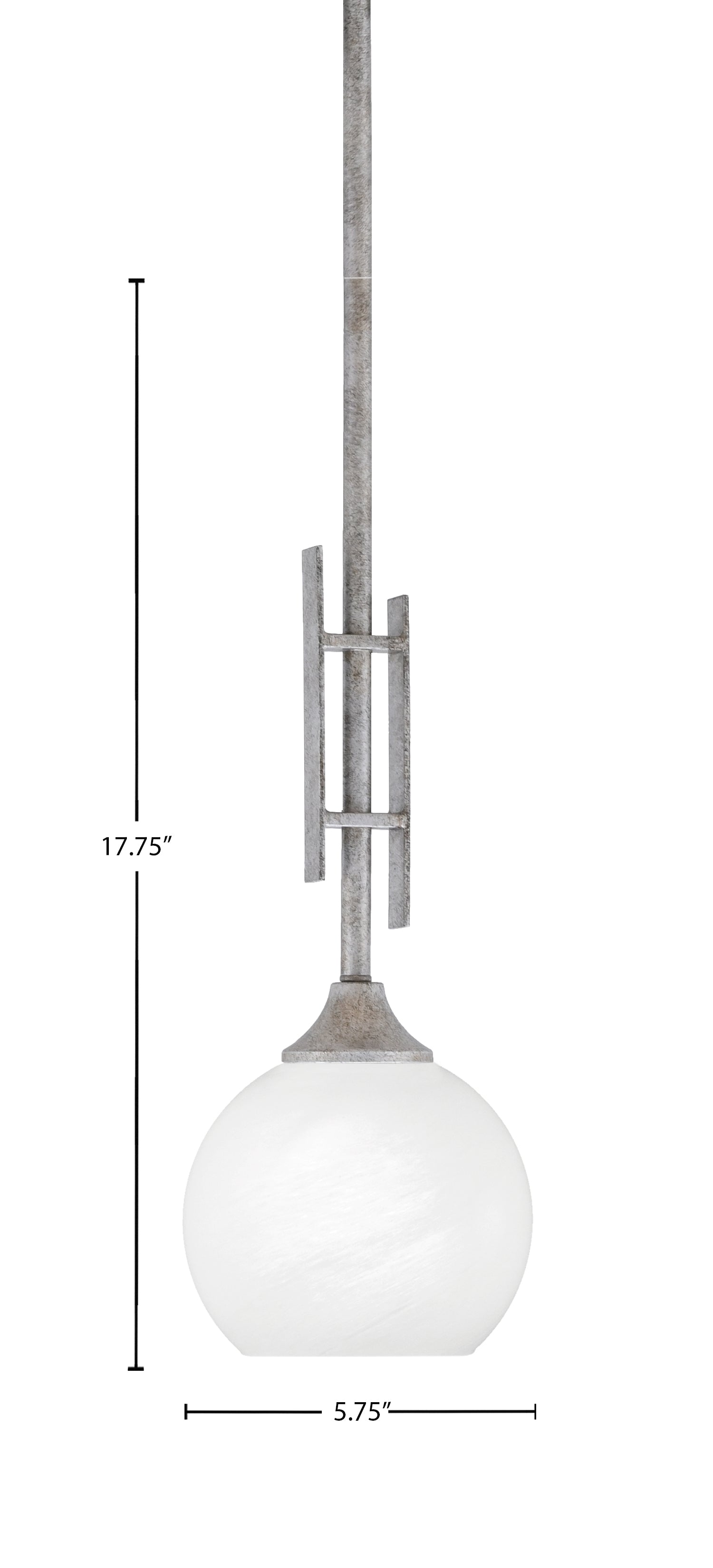 Uptowne One Light Mini Pendant in Aged Silver with 5.75" White Marble Shade