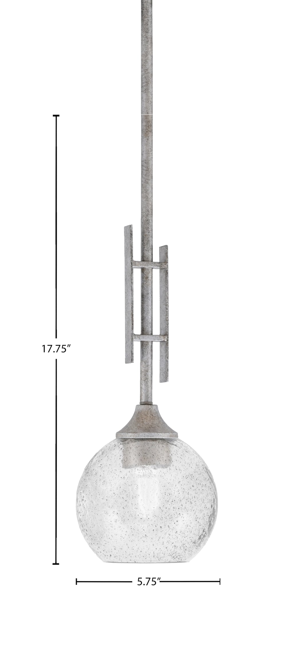 Uptowne One Light Mini Pendant in Aged Silver with 5.75" Smoke Bubble Shade