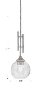 Uptowne One Light Mini Pendant in Aged Silver with 5.75" Smoke Bubble Shade