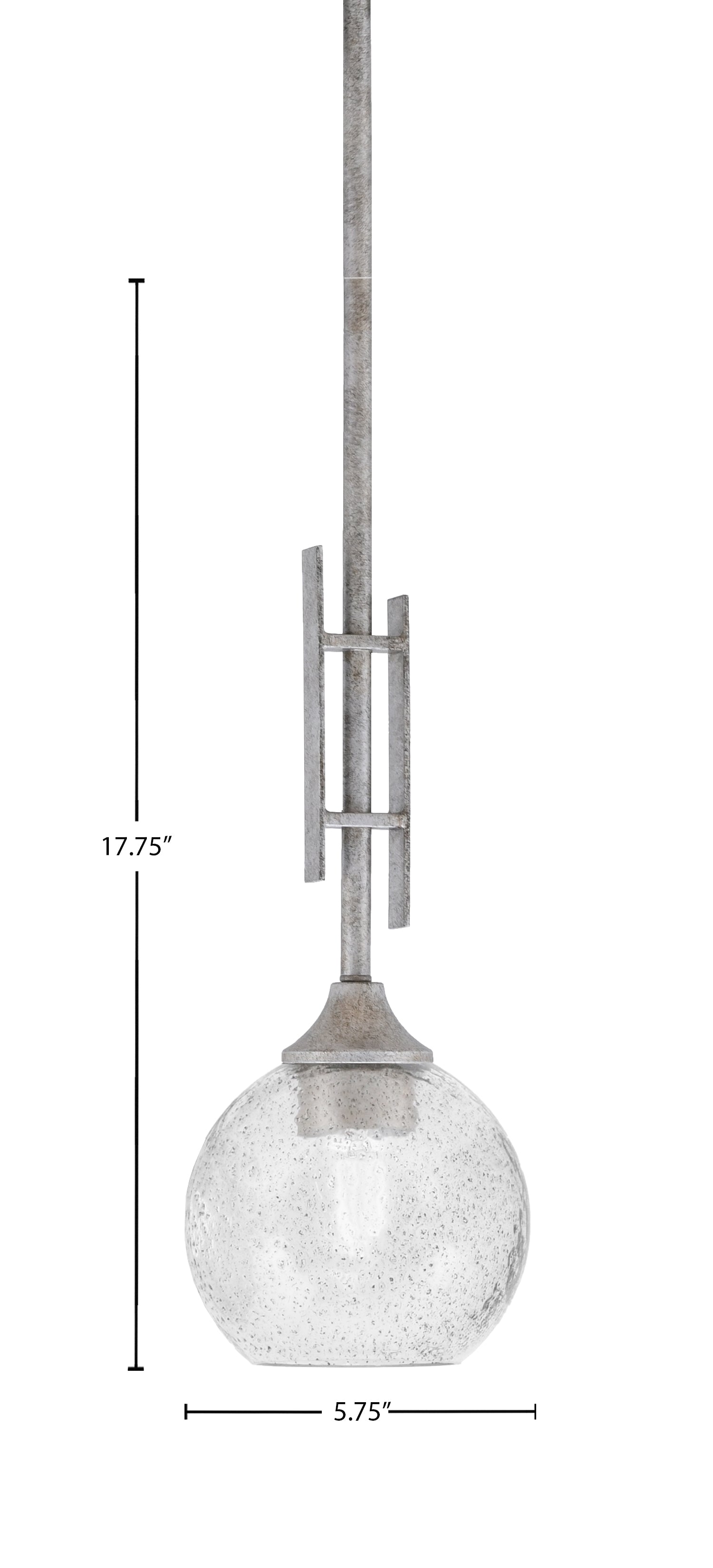 Uptowne One Light Mini Pendant in Aged Silver with 5.75" Smoke Bubble Shade