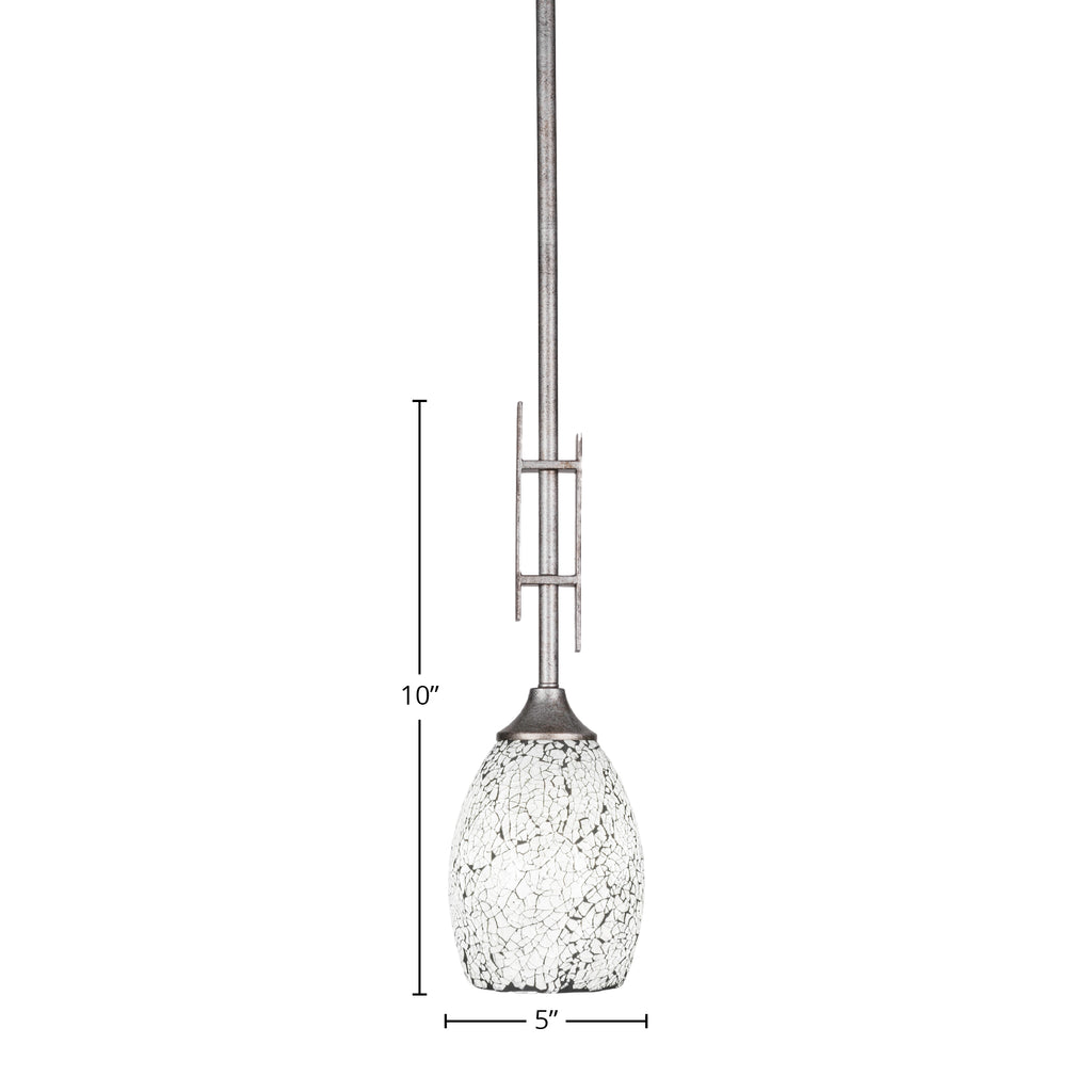 Uptowne One Light Mini Pendant in Aged Silver with 5" Black Fusion Shade