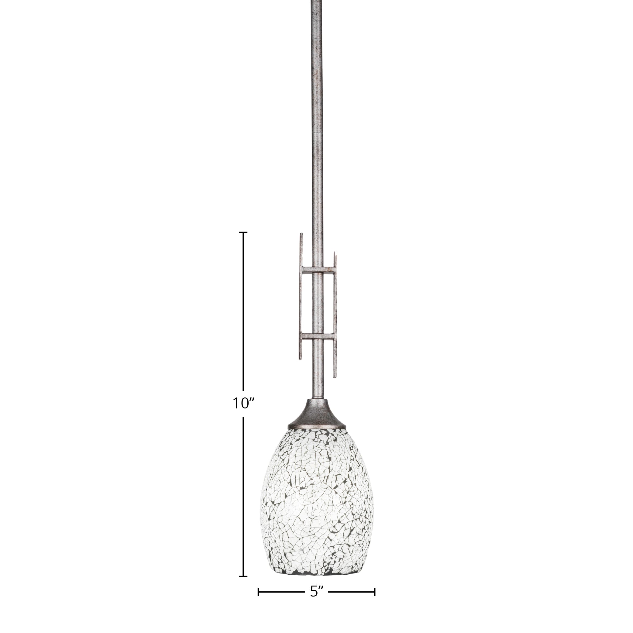 Uptowne One Light Mini Pendant in Aged Silver with 5" Black Fusion Shade