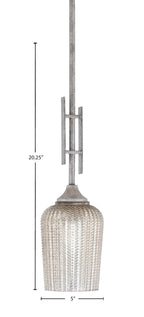 Uptowne One Light Mini Pendant in Aged Silver with 5" Silver Textured Shade