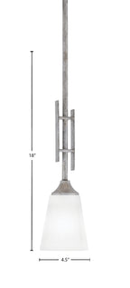 Uptowne One Light Mini Pendant in Aged Silver with 4.5" Square White Muslin Shade