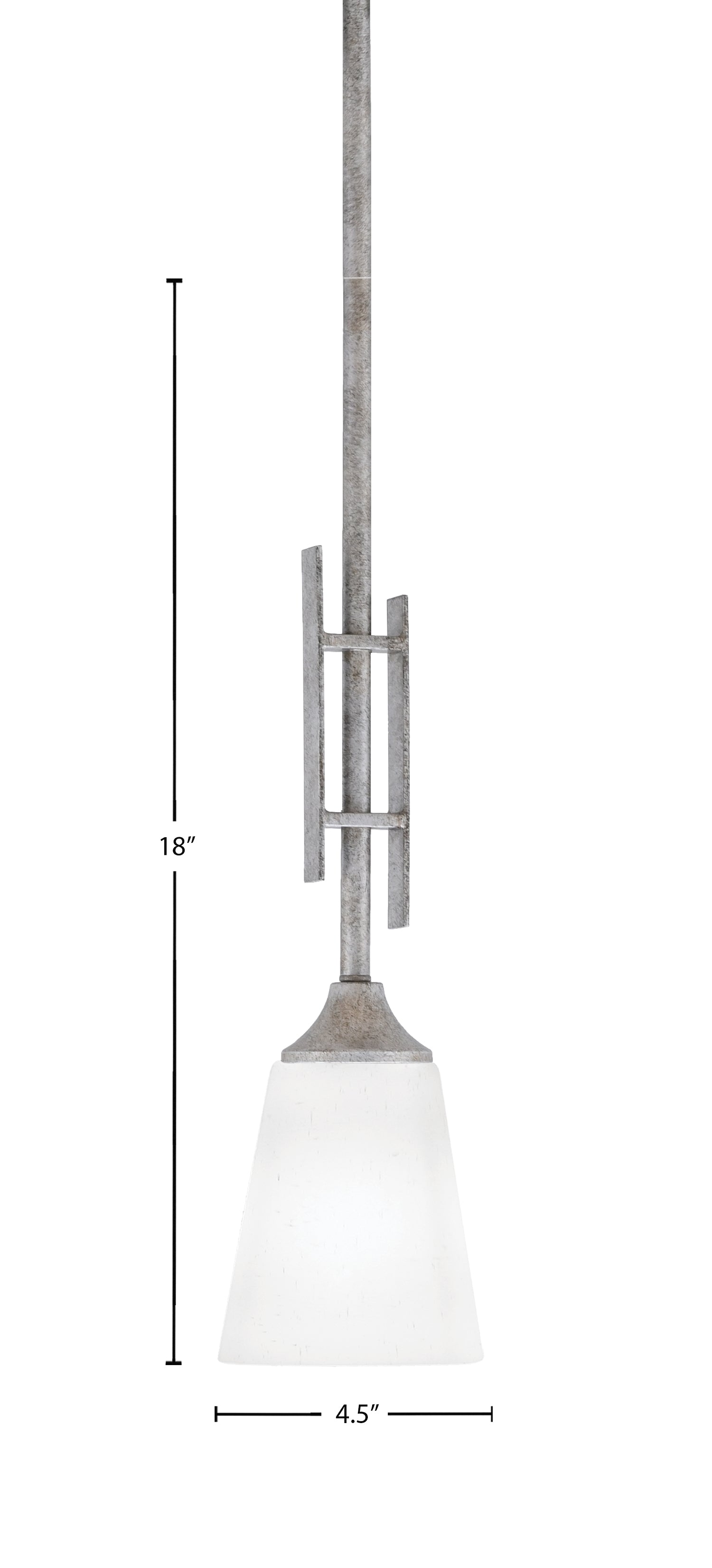 Uptowne One Light Mini Pendant in Aged Silver with 4.5" Square White Muslin Shade