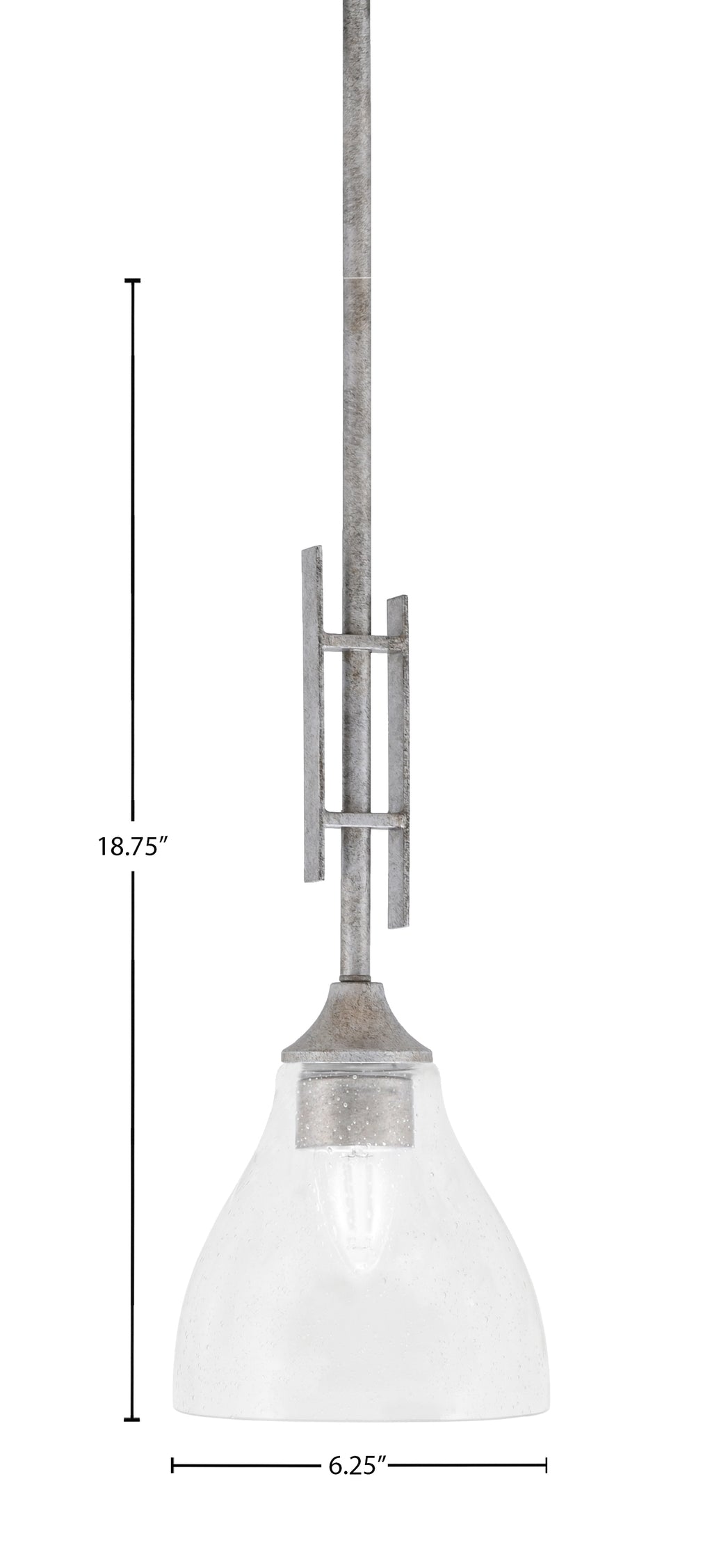 Uptowne One Light Mini Pendant in Aged Silver with 6.25" Clear Bubble Shade
