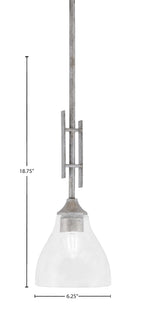Uptowne One Light Mini Pendant in Aged Silver with 6.25" Clear Bubble Shade