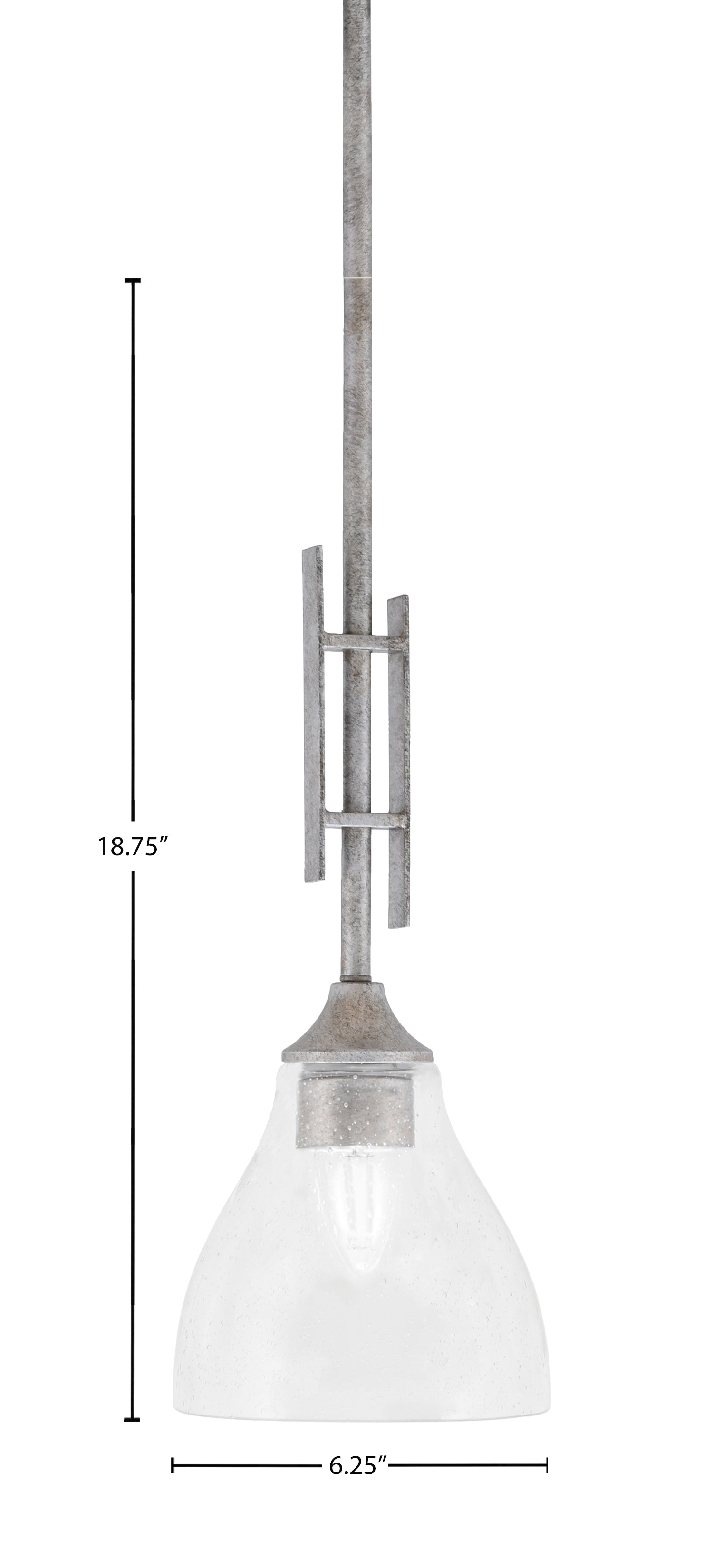 Uptowne One Light Mini Pendant in Aged Silver with 6.25" Clear Bubble Shade