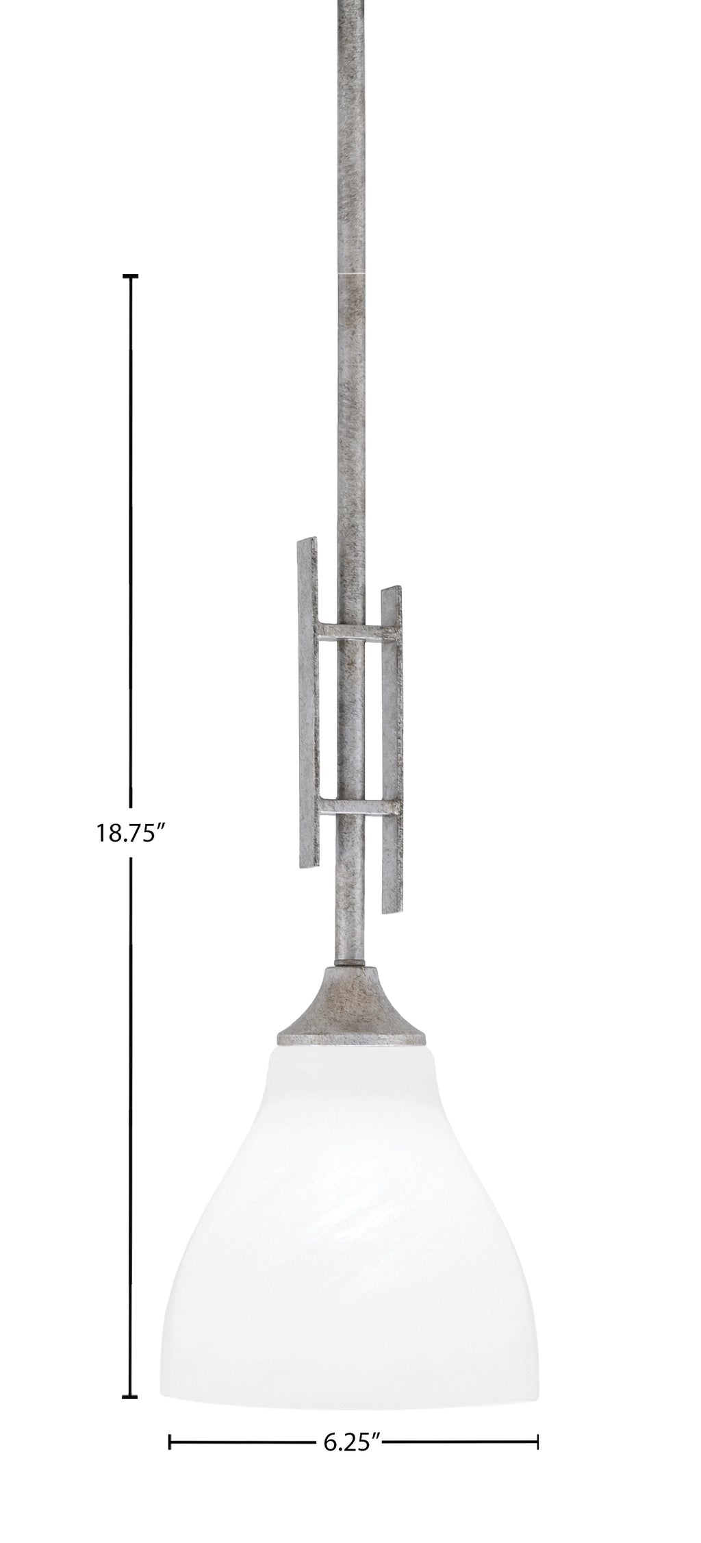 Uptowne One Light Mini Pendant in Aged Silver with 6.25" White Marble Shade