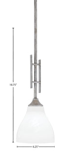 Uptowne One Light Mini Pendant in Aged Silver with 6.25" White Marble Shade