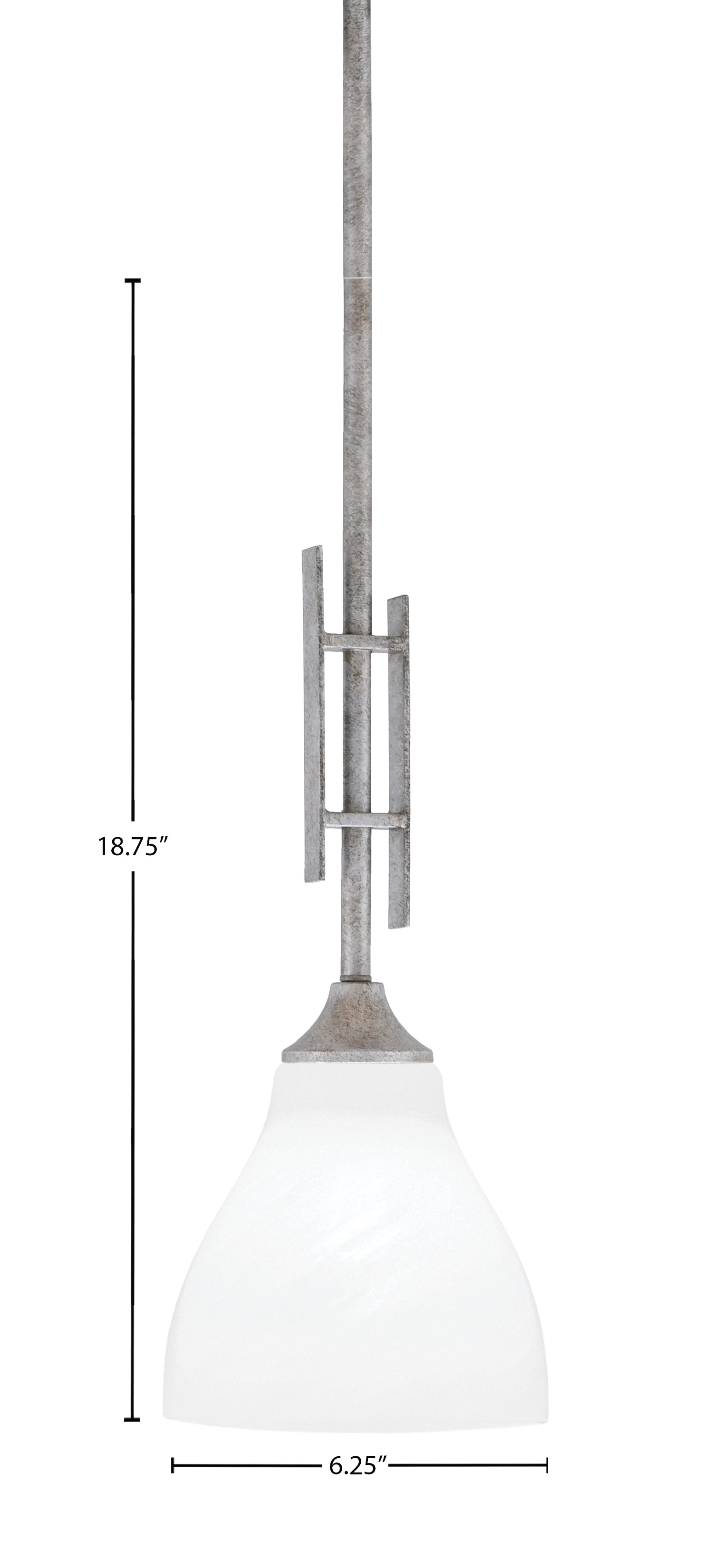 Uptowne One Light Mini Pendant in Aged Silver with 6.25" White Marble Shade