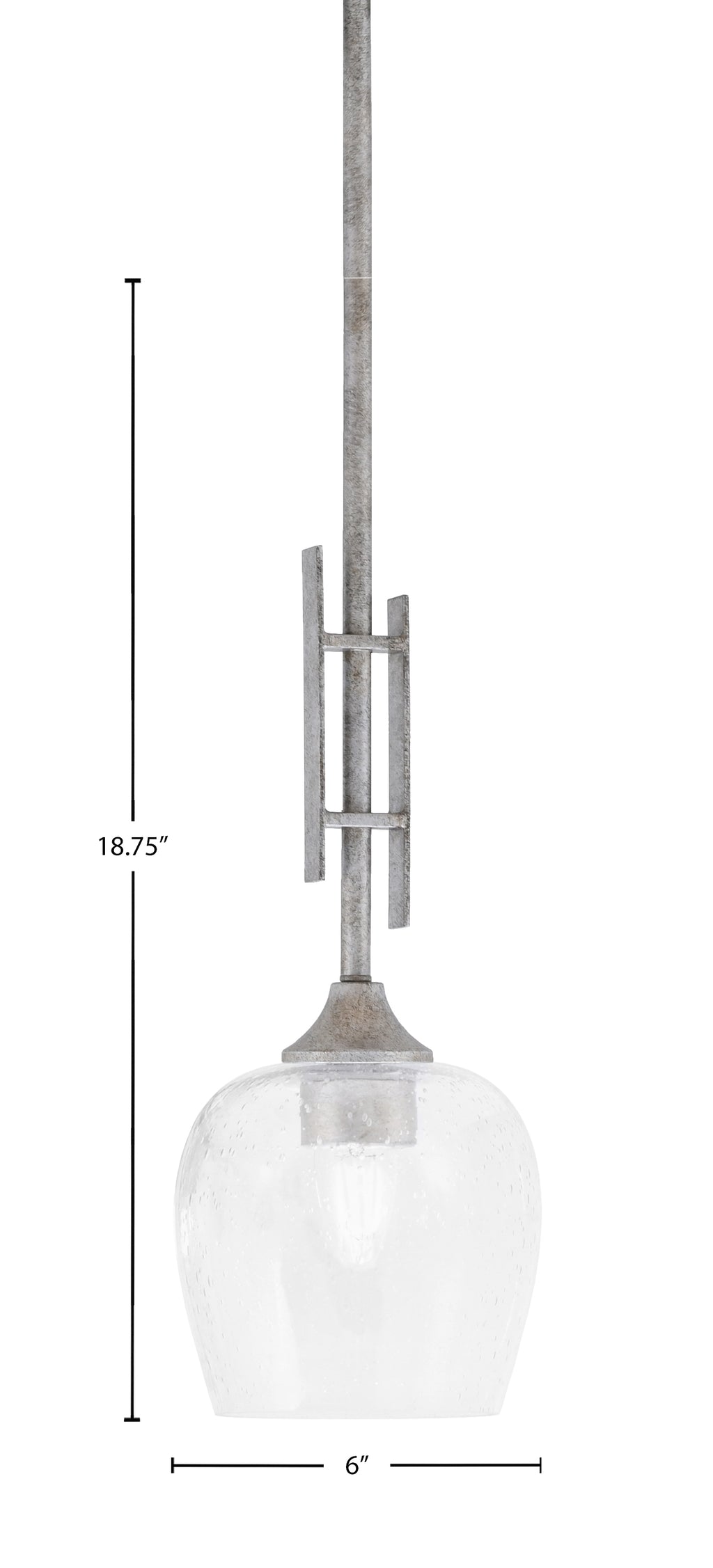 Uptowne One Light Mini Pendant in Aged Silver with 6" Clear Bubble Shade