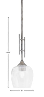 Uptowne One Light Mini Pendant in Aged Silver with 6" Clear Bubble Shade