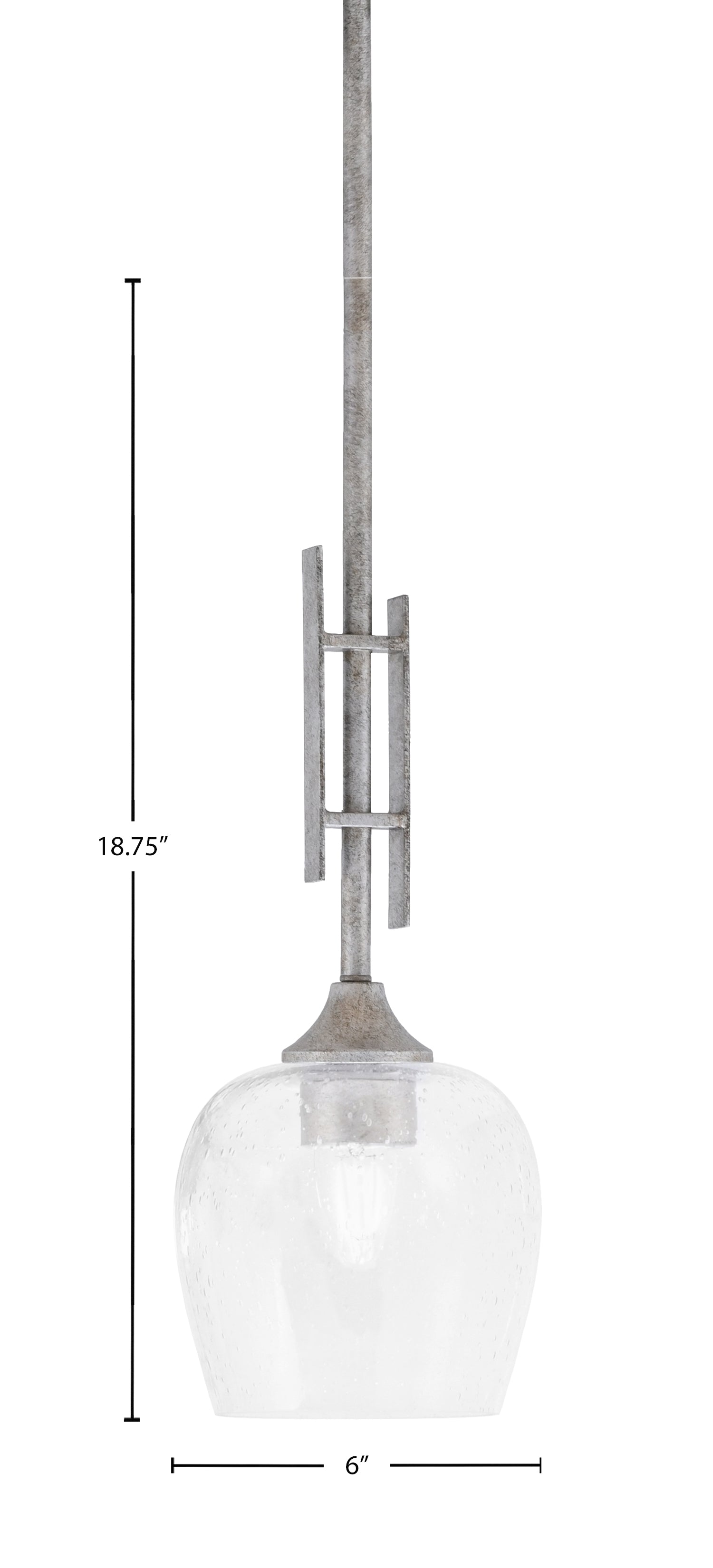 Uptowne One Light Mini Pendant in Aged Silver with 6" Clear Bubble Shade