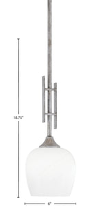 Uptowne One Light Mini Pendant in Aged Silver with 6" White Marble Shade