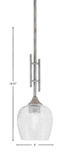 Uptowne One Light Mini Pendant in Aged Silver with 6" Smoke Bubble Shade