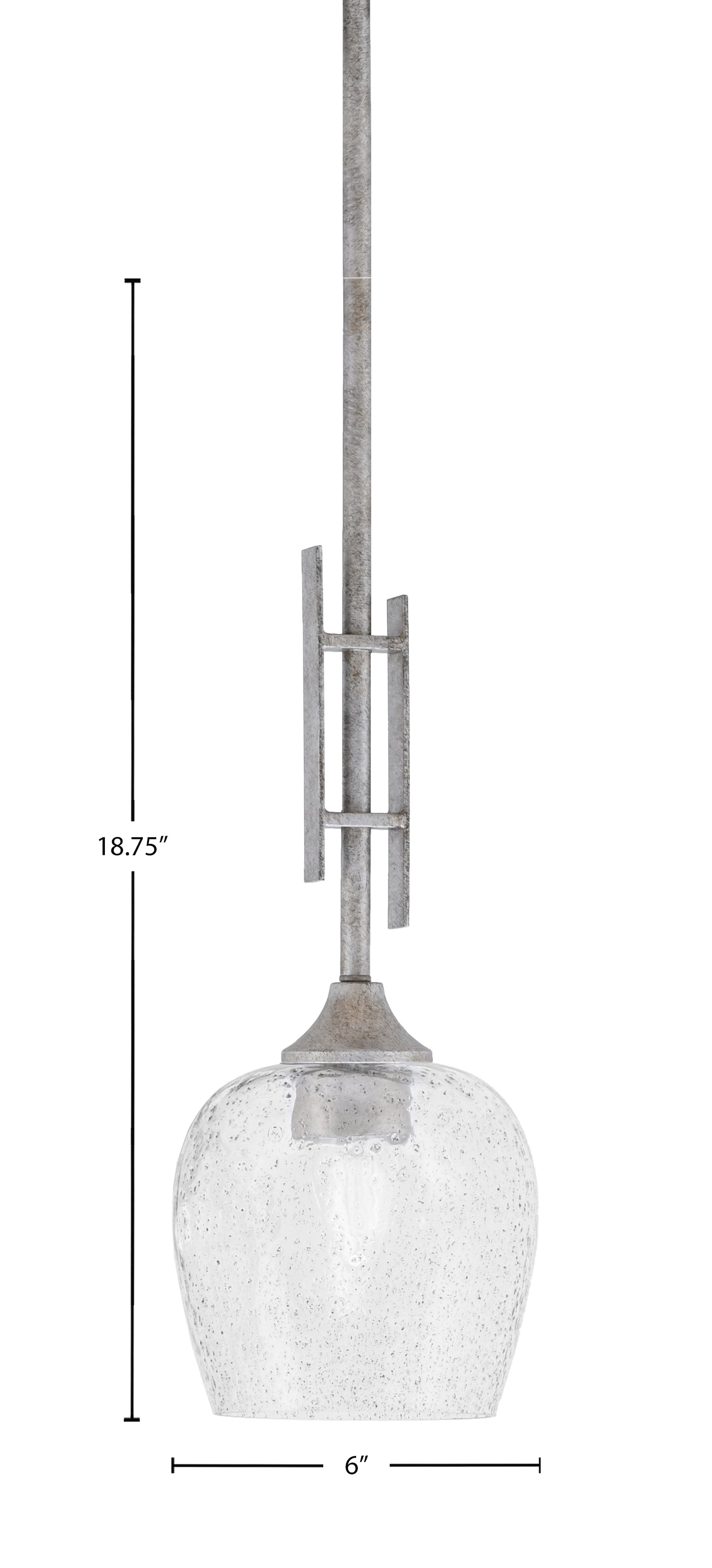 Uptowne One Light Mini Pendant in Aged Silver with 6" Smoke Bubble Shade