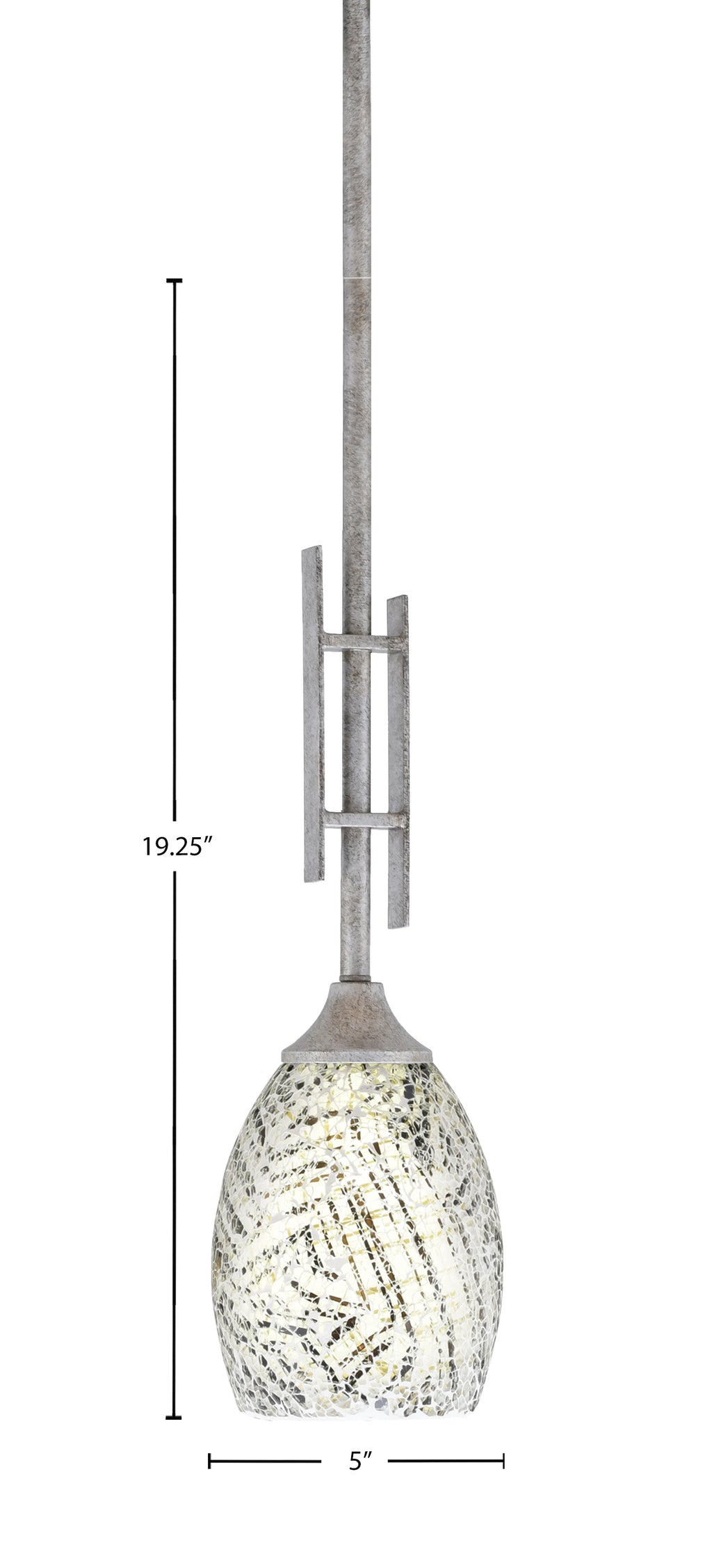 Uptowne One Light Mini Pendant in Aged Silver with 5" Natural Fusion Shade