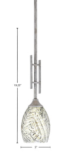 Uptowne One Light Mini Pendant in Aged Silver with 5" Natural Fusion Shade