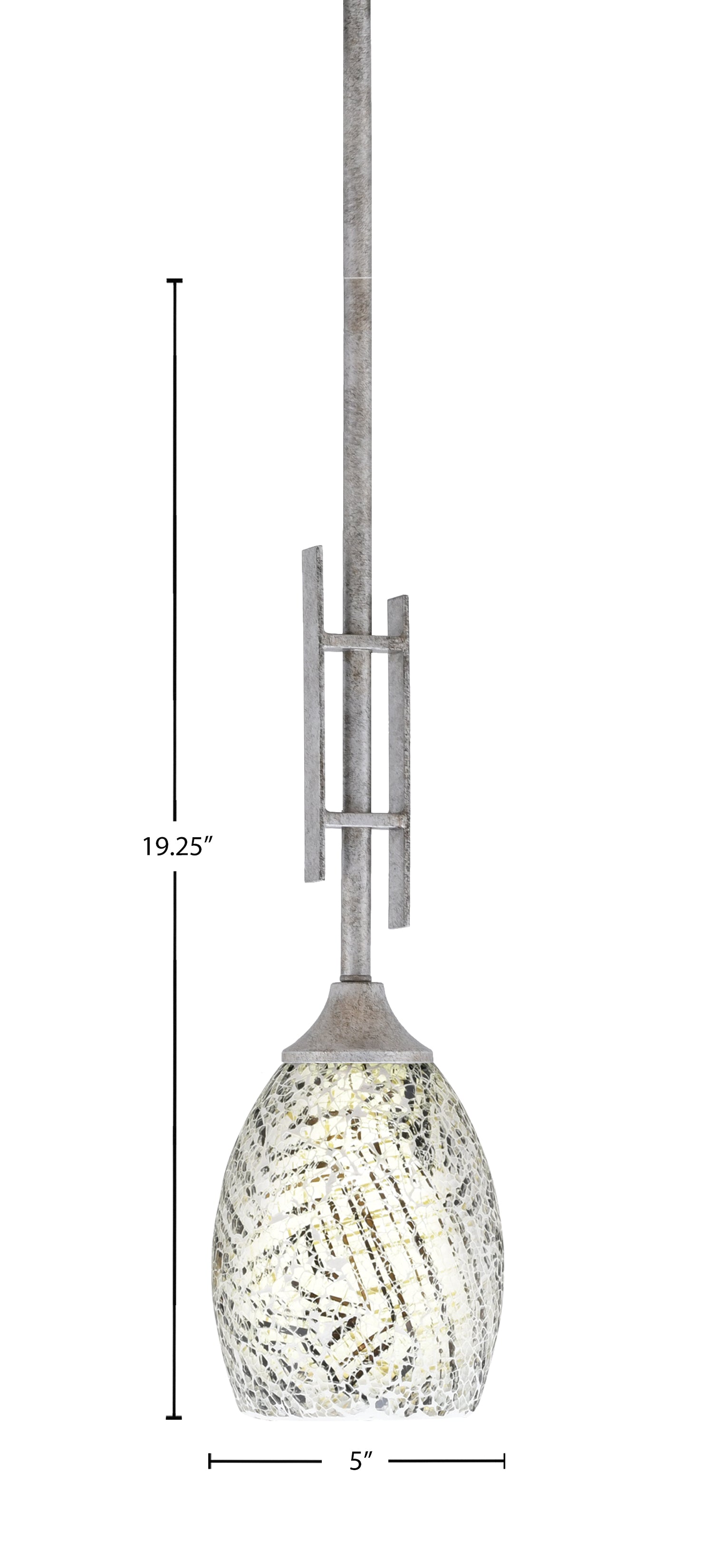Uptowne One Light Mini Pendant in Aged Silver with 5" Natural Fusion Shade