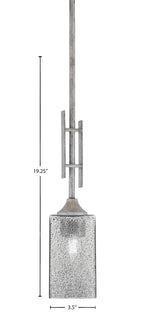 Uptowne One Light Mini Pendant in Aged Silver with 3" Bubble Glass Shade