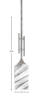 Uptowne One Light Mini Pendant in Aged Silver with 3" Swirl Glass Shade