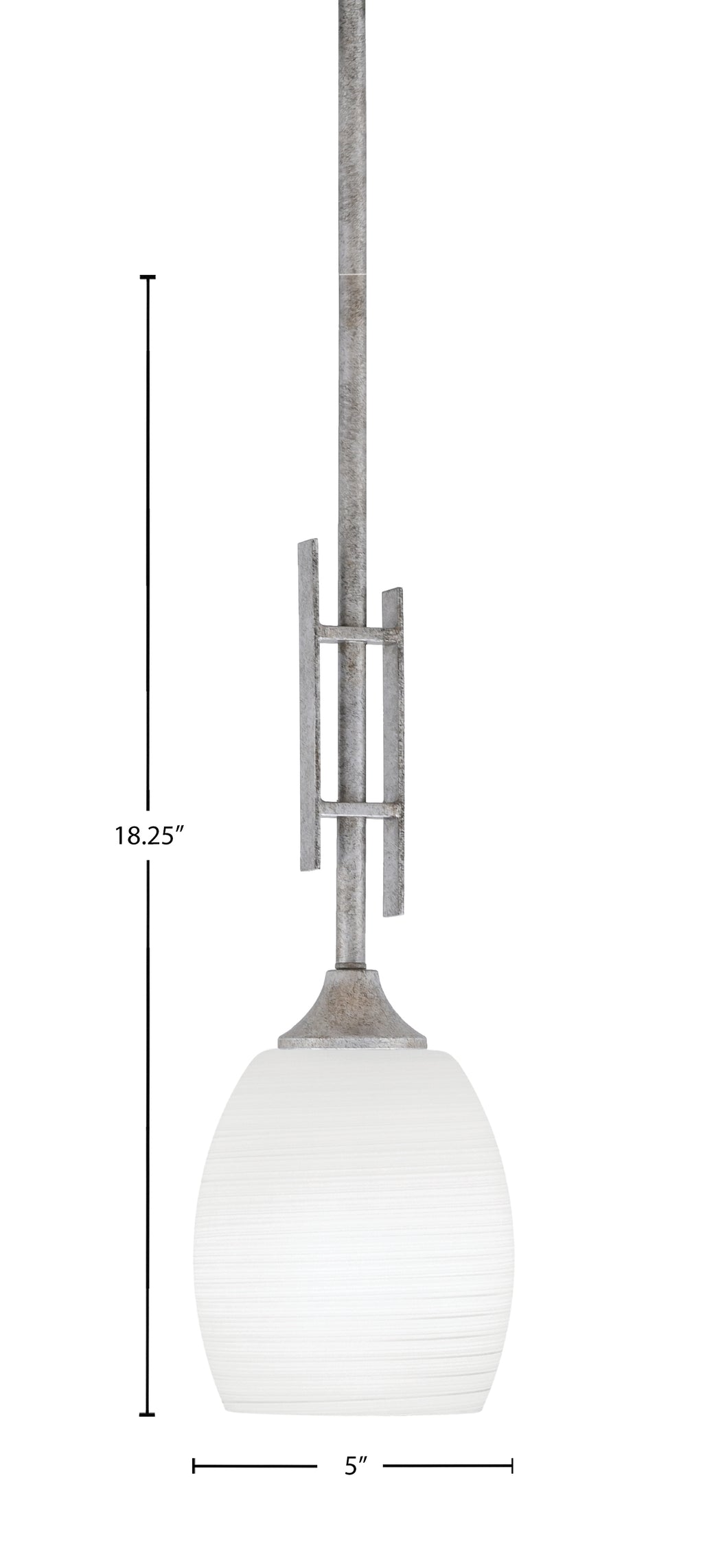 Uptowne One Light Mini Pendant in Aged Silver with 5" White Linen Shade